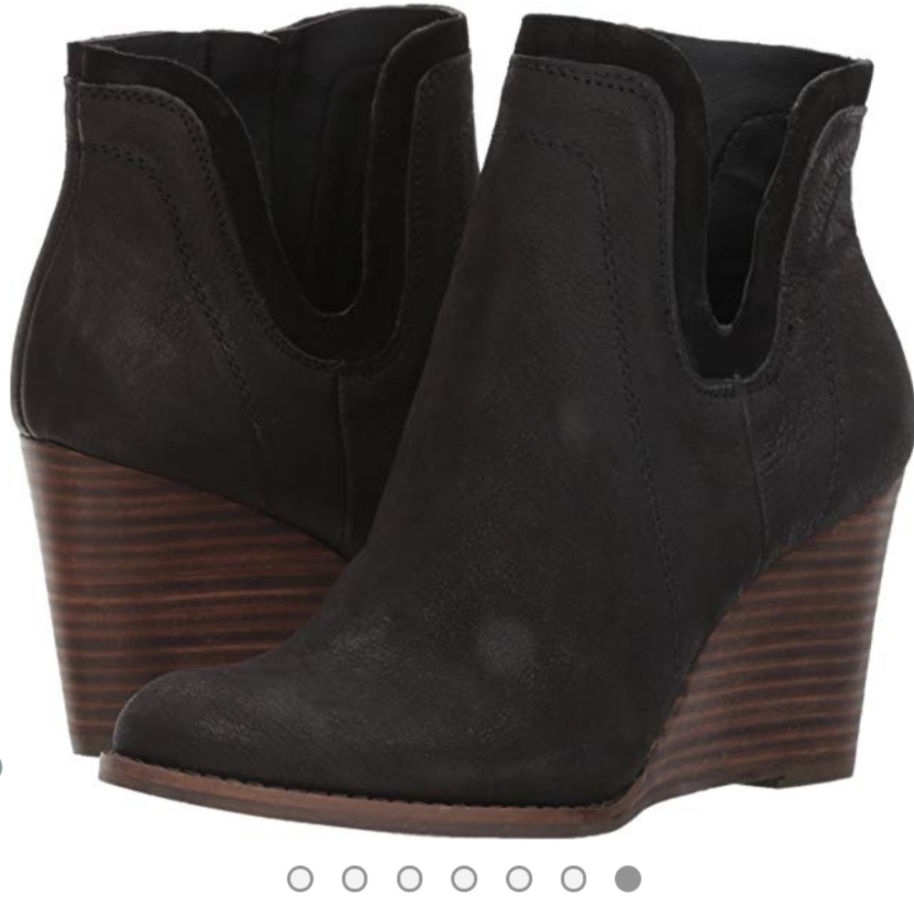 Lucky Brand Yenata 3 inch black wedge boot